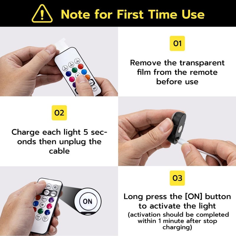 Mcbazel 4 Pcs Wireless Rechargeable Magnetic LED Strobe Lights, 8-Colors USB Waterproof Anti-Collision LED Car Flashing Warning Light with Remote Control for Cars, RC Cars, Bikes, Motorcycles - Image 5